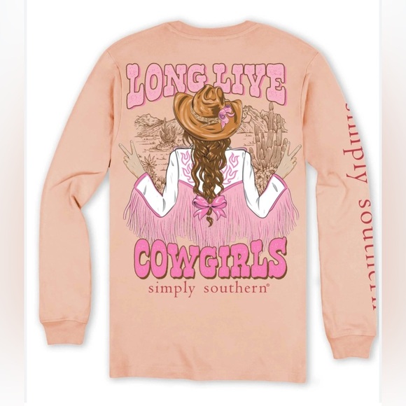 NWT Simply Southern “Long Live Cowgirls” Long Sleeve Tee Size XXL - Picture 1 of 3